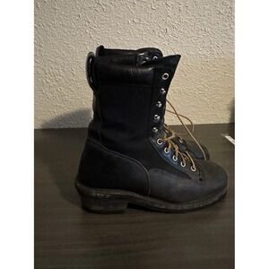 Hall's 945-1 Lineman Boots Mens 8.5EE Black Leather Vibram USA Utility‎ Work